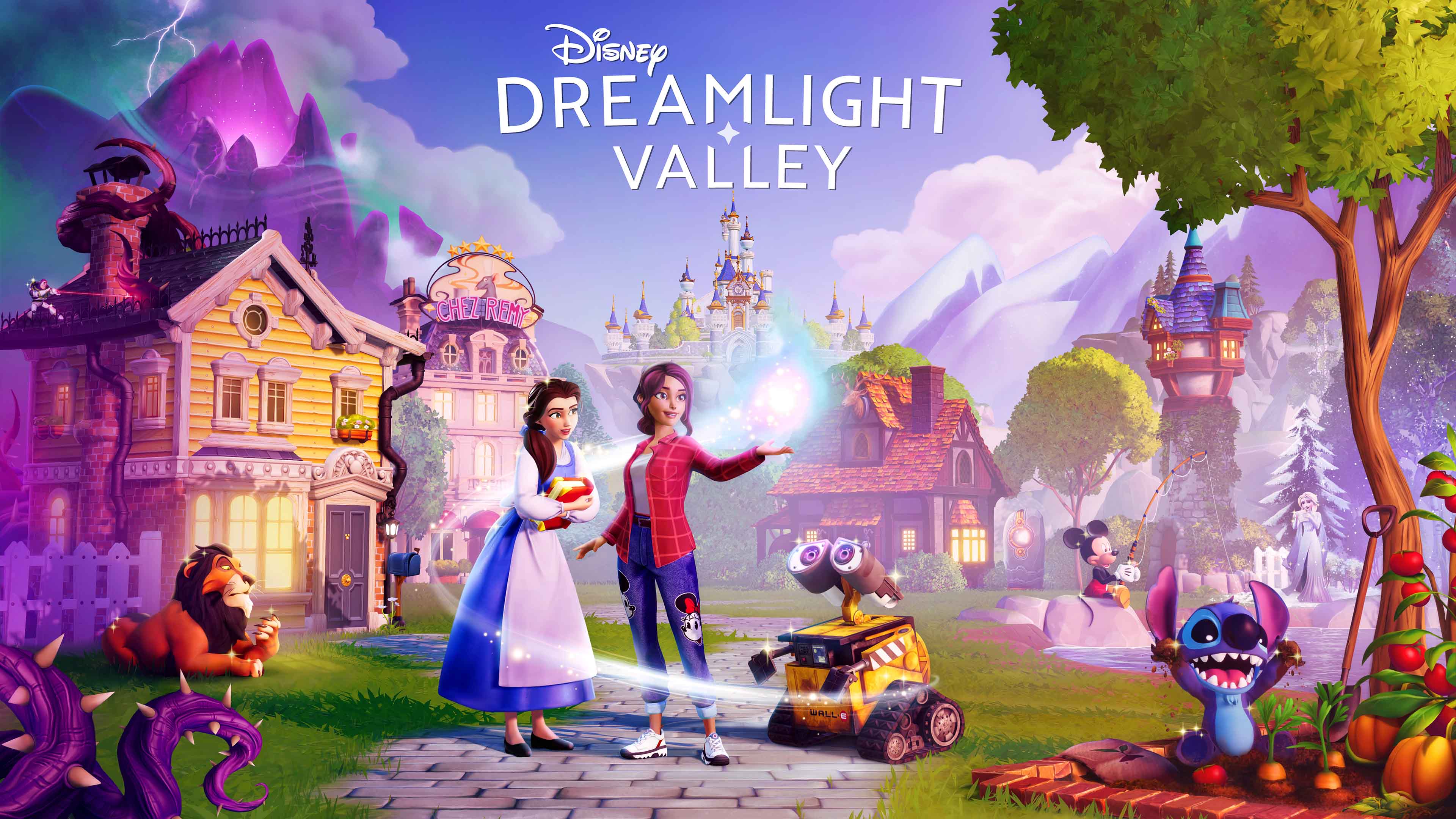 Official Disney Dreamlight Valley key art featuring the Valley and Disney characters